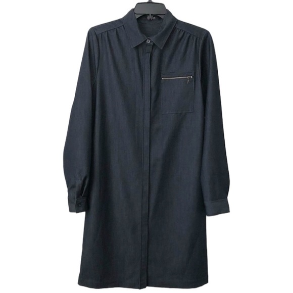 Tahari Career Navy Button Down Collar Shirt Dress size 8 - Picture 1 of 10